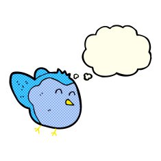 cartoon bird with thought bubble N157
