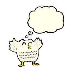 cartoon black bird with thought bubble N6