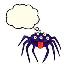 cartoon gross halloween spider with thought bubble N11