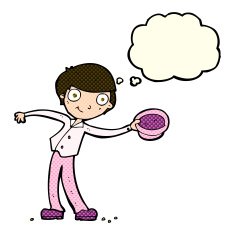 cartoon man tipping hat with thought bubble N4
