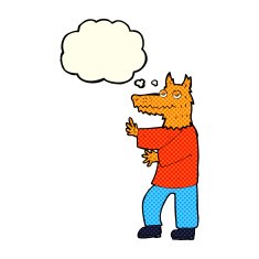 cartoon fox with thought bubble N12