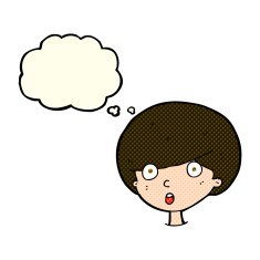 cartoon surprised boy with thought bubble N17