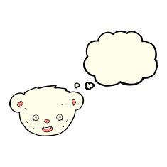 cartoon polar bear face with thought bubble N12