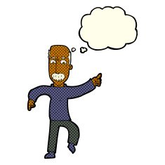 cartoon angry old man with thought bubble N76