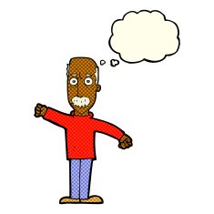 cartoon angry old man with thought bubble N77