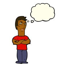 cartoon annoyed man with folded arms thought bubble N12