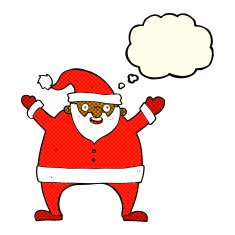 cartoon santa claus with thought bubble N108