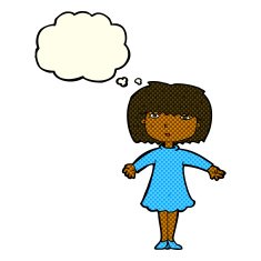 cartoon surprised woman with thought bubble N140