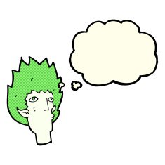cartoon vampire face with thought bubble N20