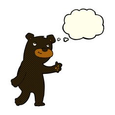 cute cartoon black bear with thought bubble N39
