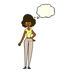 cartoon pretty woman with thought bubble N154
