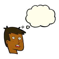 cartoon unhappy face with thought bubble N12
