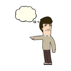 cartoon man pointing with thought bubble N107
