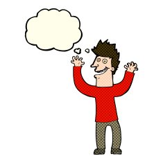 cartoon excited man with thought bubble N40
