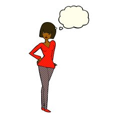 cartoon pretty woman with thought bubble N158