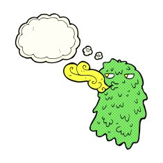 cartoon gross ghost with thought bubble N22