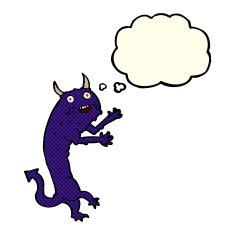 cartoon devil with thought bubble N5