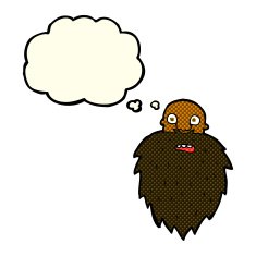 cartoon bearded man with thought bubble N26