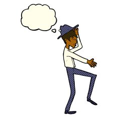 cartoon fashionable man with thought bubble N5