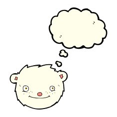 cartoon polar bear head with thought bubble N5