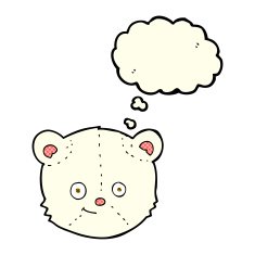 cartoon polar bear head with thought bubble N6