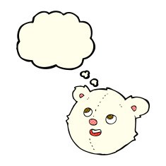 cartoon polar bear face with thought bubble N14