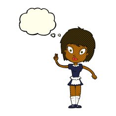 cartoon maid with thought bubble N22