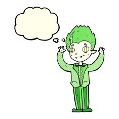 cartoon vampire boy with thought bubble N6