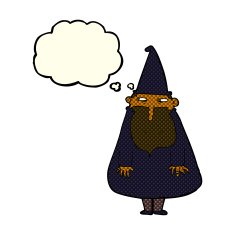 cartoon wizard with thought bubble N12