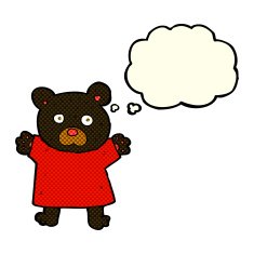 cartoon cute black bear with thought bubble N31