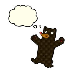 cartoon black bear with thought bubble N40