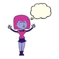 cartoon vampire girl with thought bubble N130