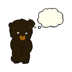 cute cartoon black bear with thought bubble N40