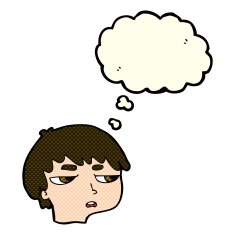 cartoon annoyed boy with thought bubble N24
