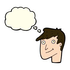 cartoon happy man with thought bubble N266