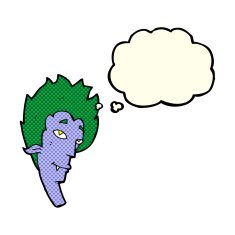 cartoon vampire head with thought bubble N24