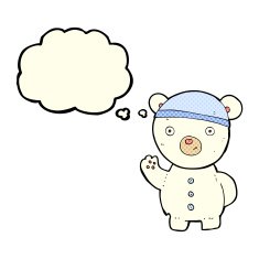 cartoon polar bear cub with thought bubble N42