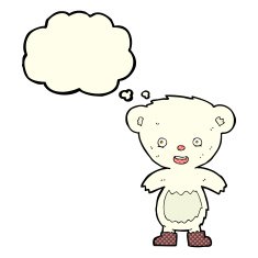 cartoon polar bear cub with thought bubble N43