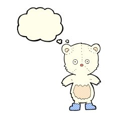 cartoon polar bear cub with thought bubble N44