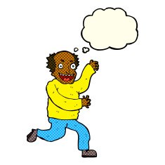 cartoon evil old man with thought bubble N12