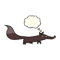 cartoon little fox with thought bubble N19