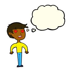 cartoon man in love with thought bubble N6