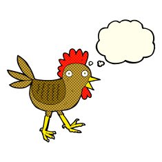funny cartoon chicken with thought bubble N5