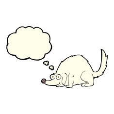 cartoon happy dog with thought bubble N51