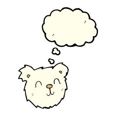 cartoon happy polar bear face with thought bubble N3