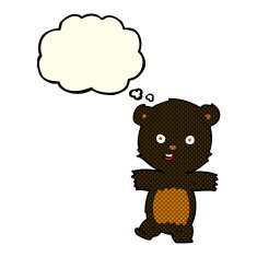 cartoon cute black bear cub with thought bubble N18