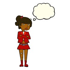 cartoon cool girl with thought bubble N15