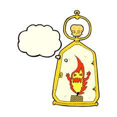 cartoon spooky lantern with thought bubble N5