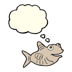 cartoon happy fish with thought bubble N14