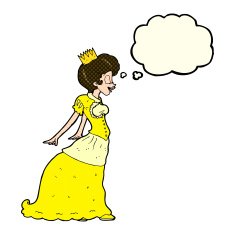 cartoon princess with thought bubble N20